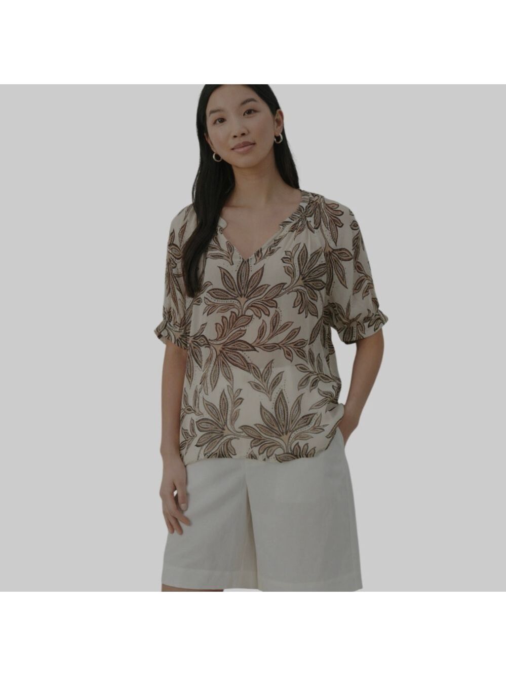 Part Two Popsy Blouse In Black elicate leaf